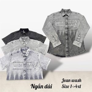 Áo sơ mi jean Wash tay ngắn XL-XXL - cái